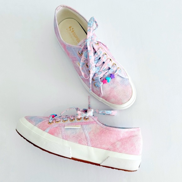Superga Shoes - SUPERGA x LOVESHACKFANCY 2750 pink blue tie dye cotton candy canvas shoes